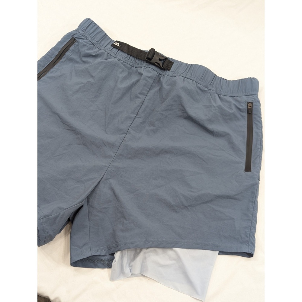 MNML Shorts Mens XXXL Pale Blue Spandex Lined Running Shorts Rear Pocket
